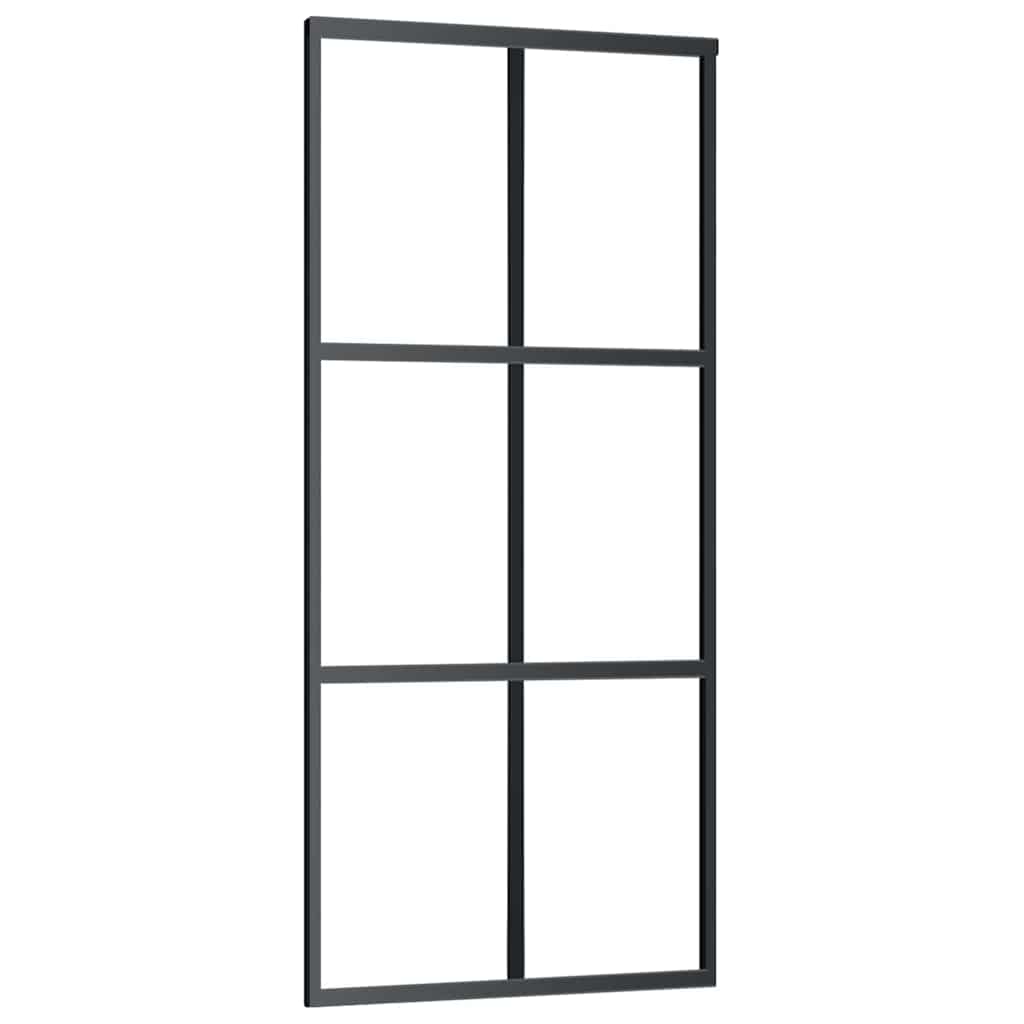 Sliding Door with Hardware Set Black 90x205 cm ESG Glass