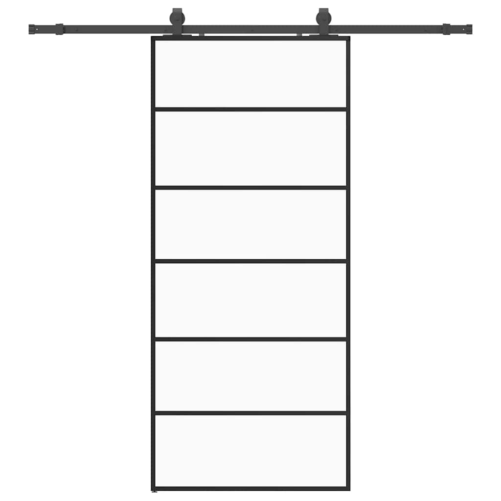 Sliding Door with Hardware Set Black 90x205 cm ESG Glass
