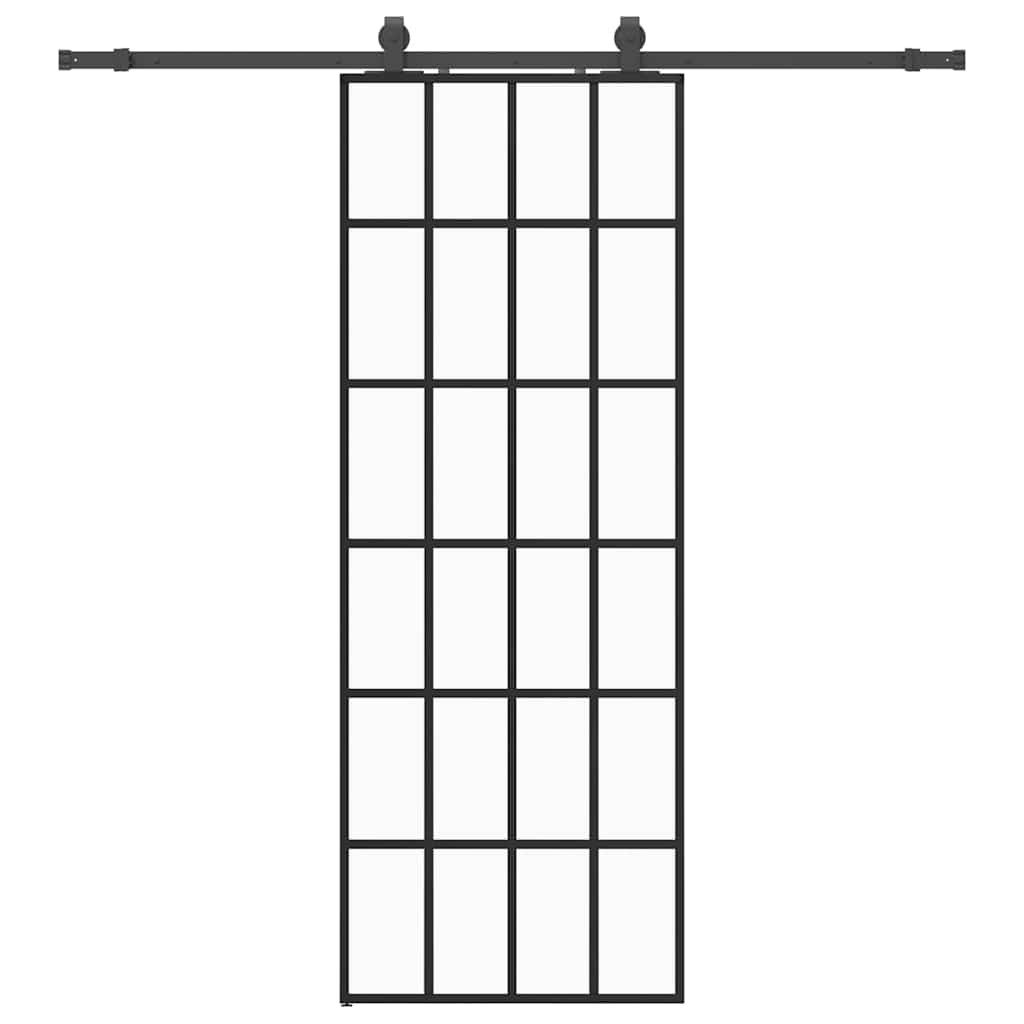Sliding Door with Hardware Set Black 76x205 cm ESG Glass