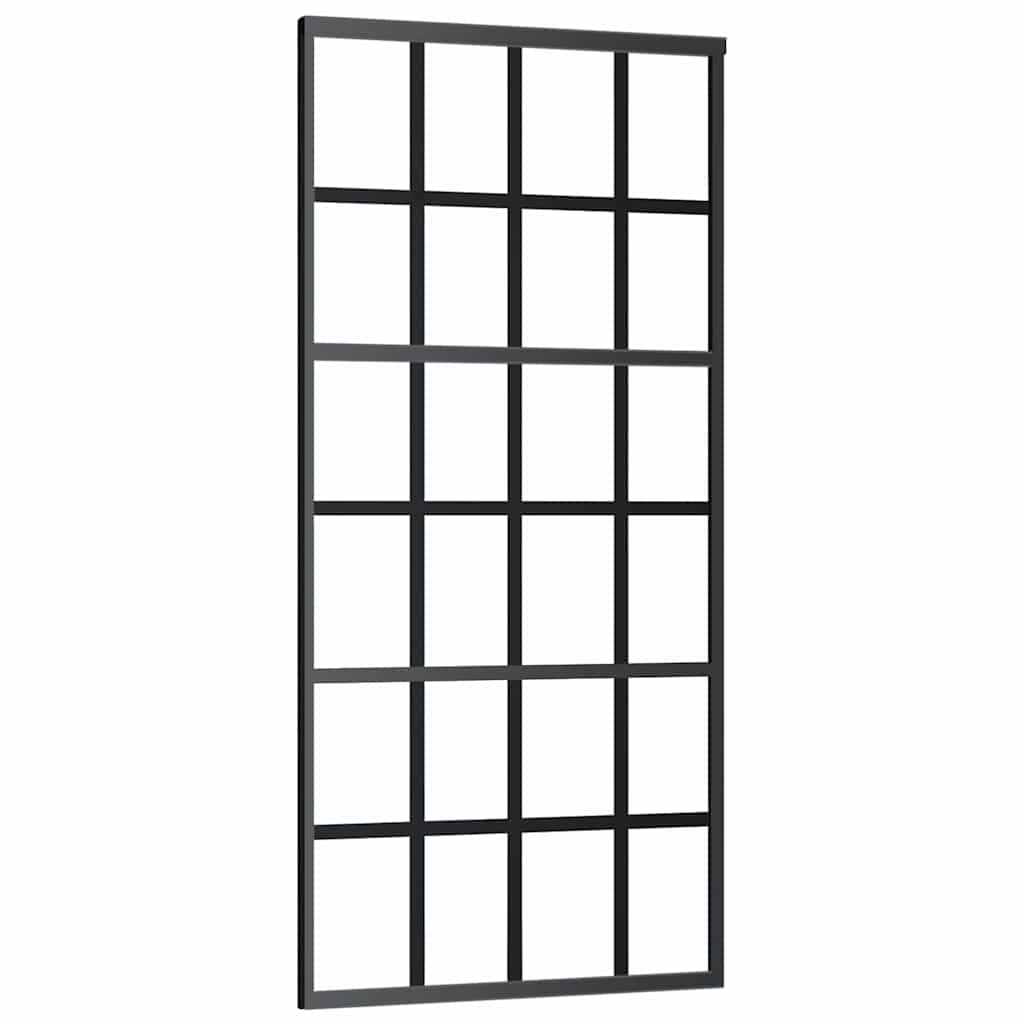 Sliding Door with Hardware Set Black 90x205 cm ESG Glass