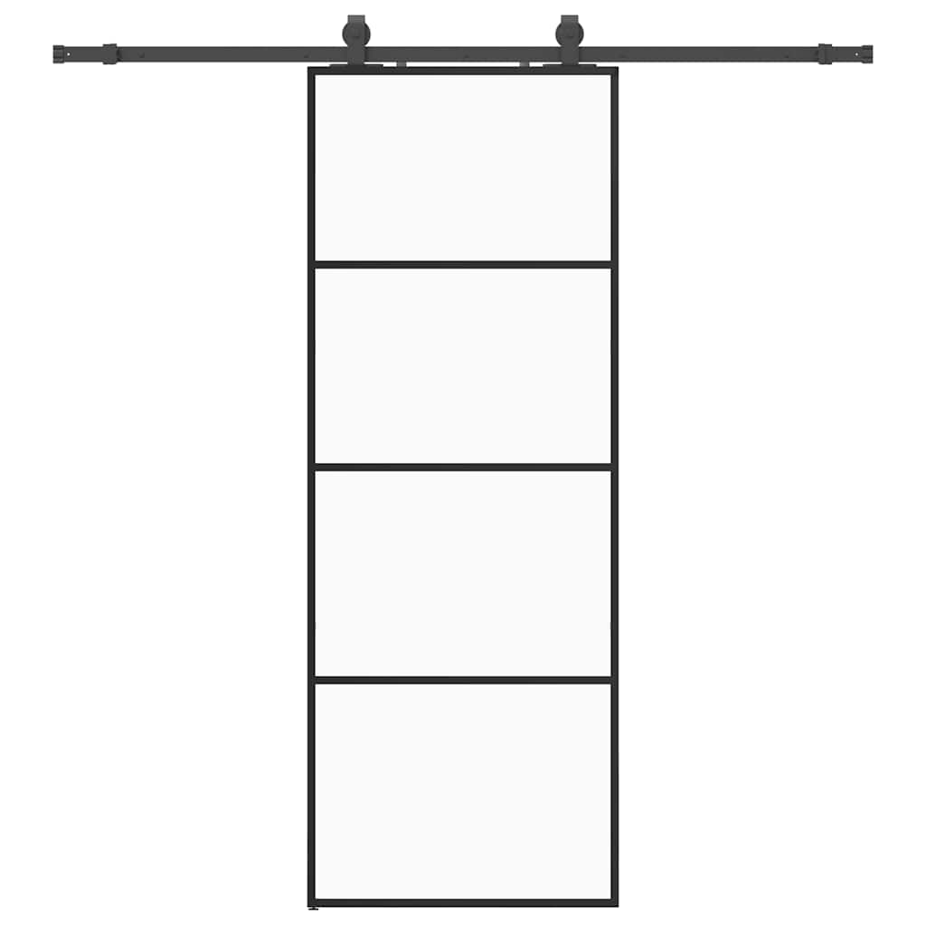 Sliding Door with Hardware Set Black 76x205 cm ESG Glass