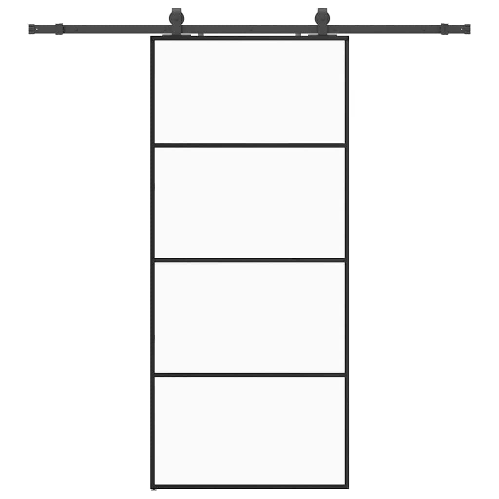 Sliding Door with Hardware Set Black 90x205 cm ESG Glass