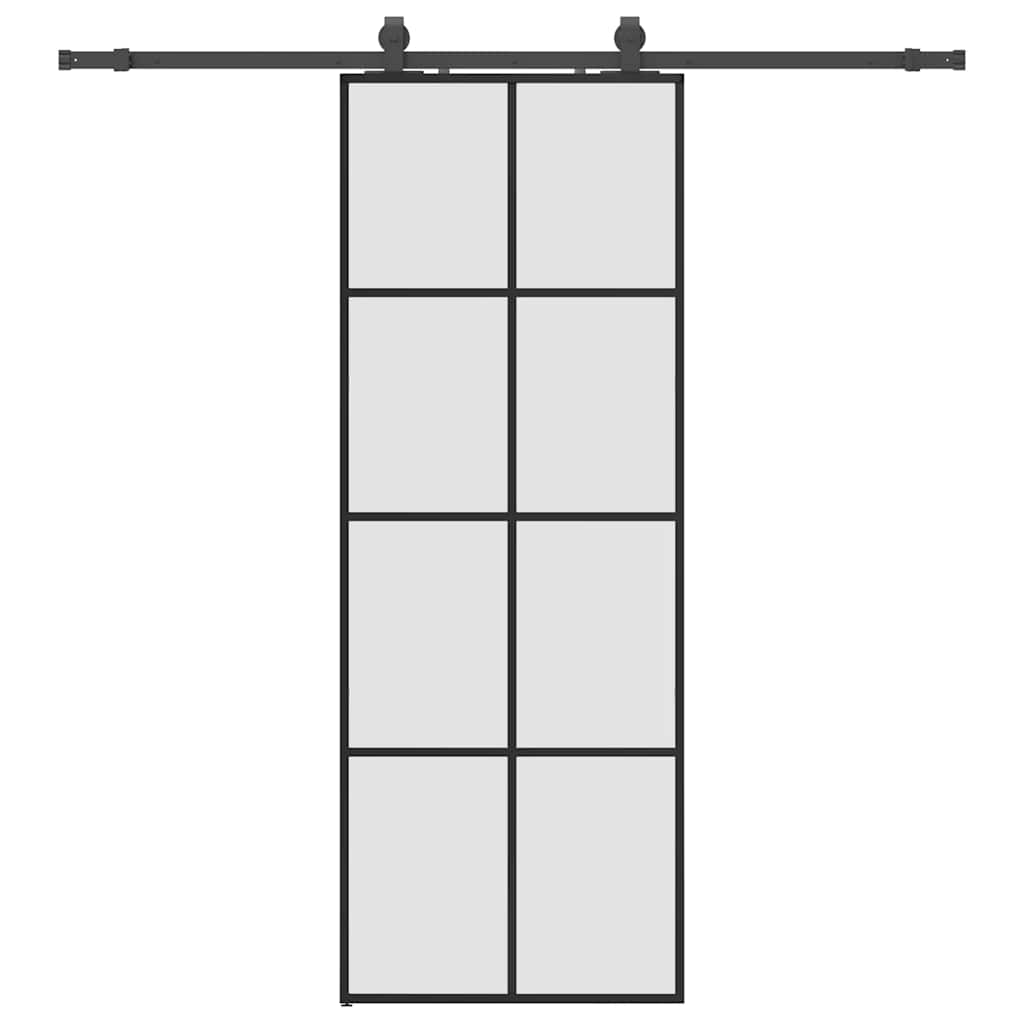 Sliding Door with Hardware Set Black 76x205 cm ESG Glass