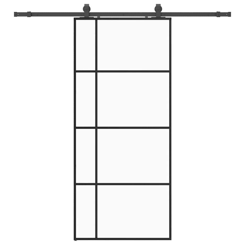 Sliding Door with Hardware Set Black 90x205 cm ESG Glass