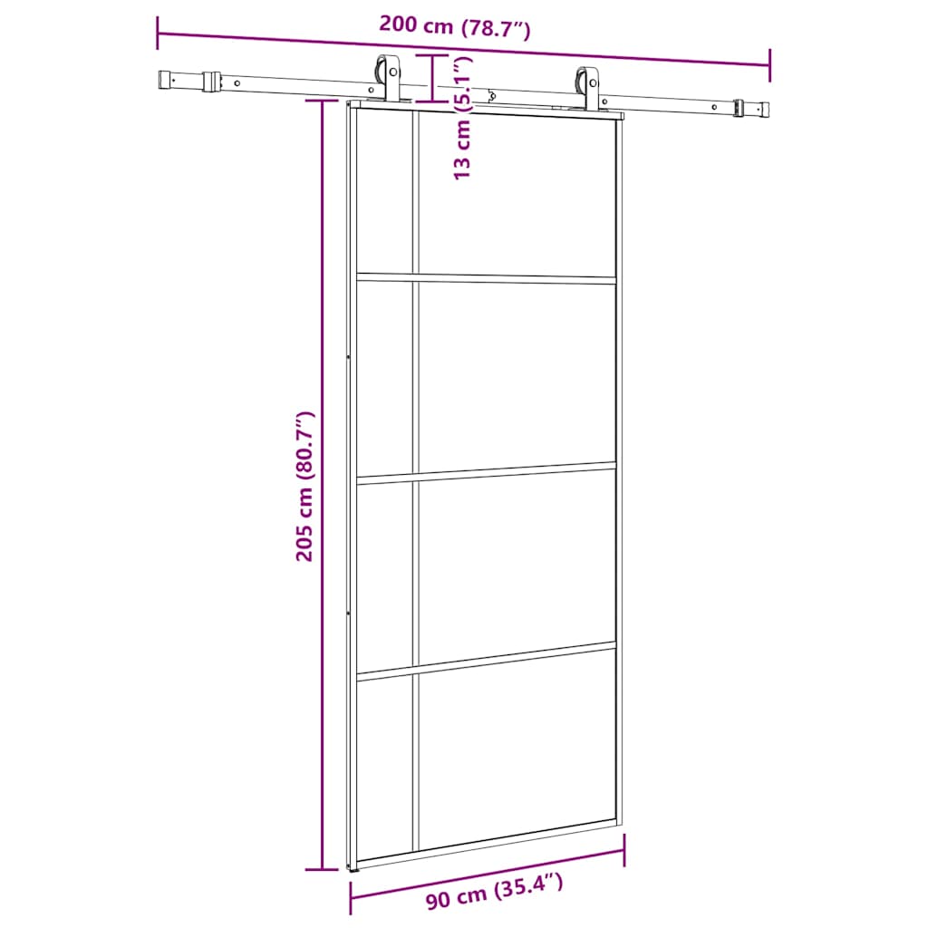 Sliding Door with Hardware Set Black 90x205 cm ESG Glass