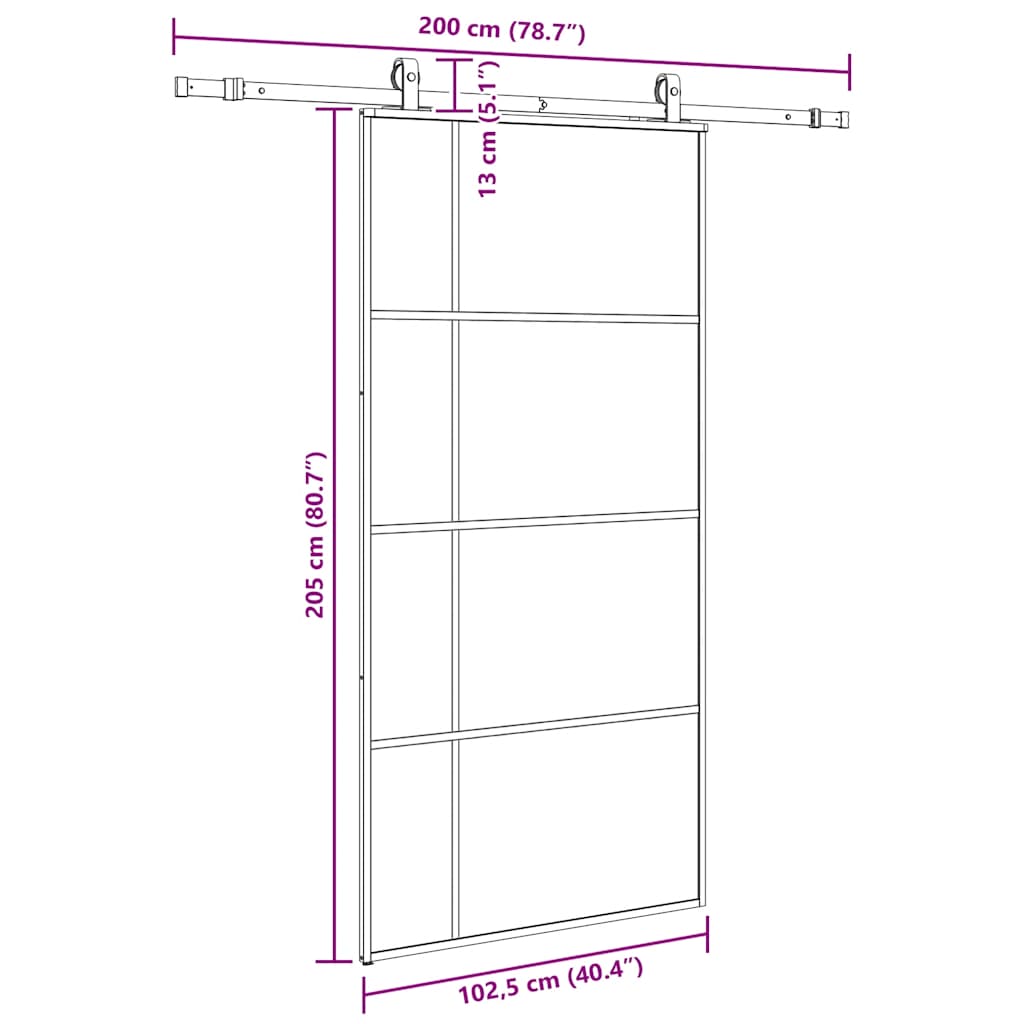 Sliding Door with Hardware Set Black 102.5x205 cm ESG Glass