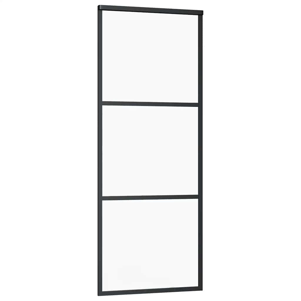 Sliding Door with Hardware Set Black 76x205 cm ESG Glass