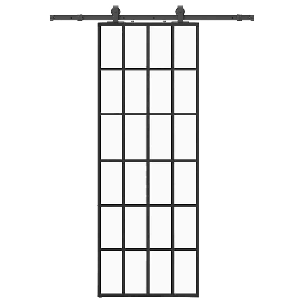 Sliding Door with Hardware Set Black 76x205 cm ESG Glass
