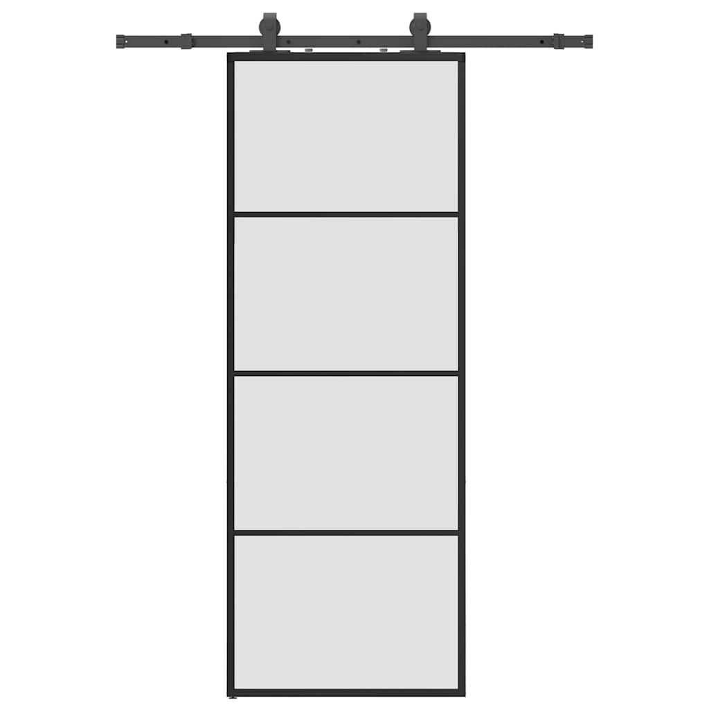 Sliding Door with Hardware Set Black 76x205 cm ESG Glass