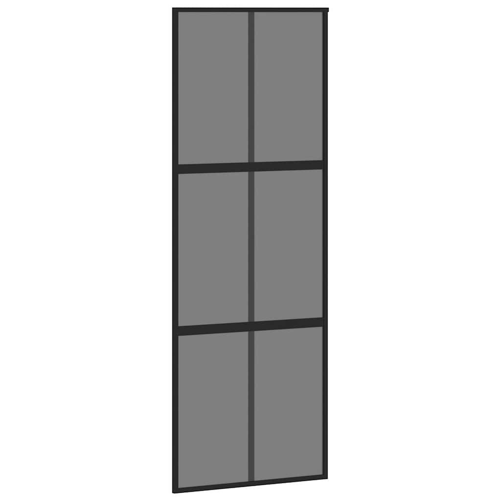 Sliding Door with Hardware Set Black 76x205 cm Tempered Glass