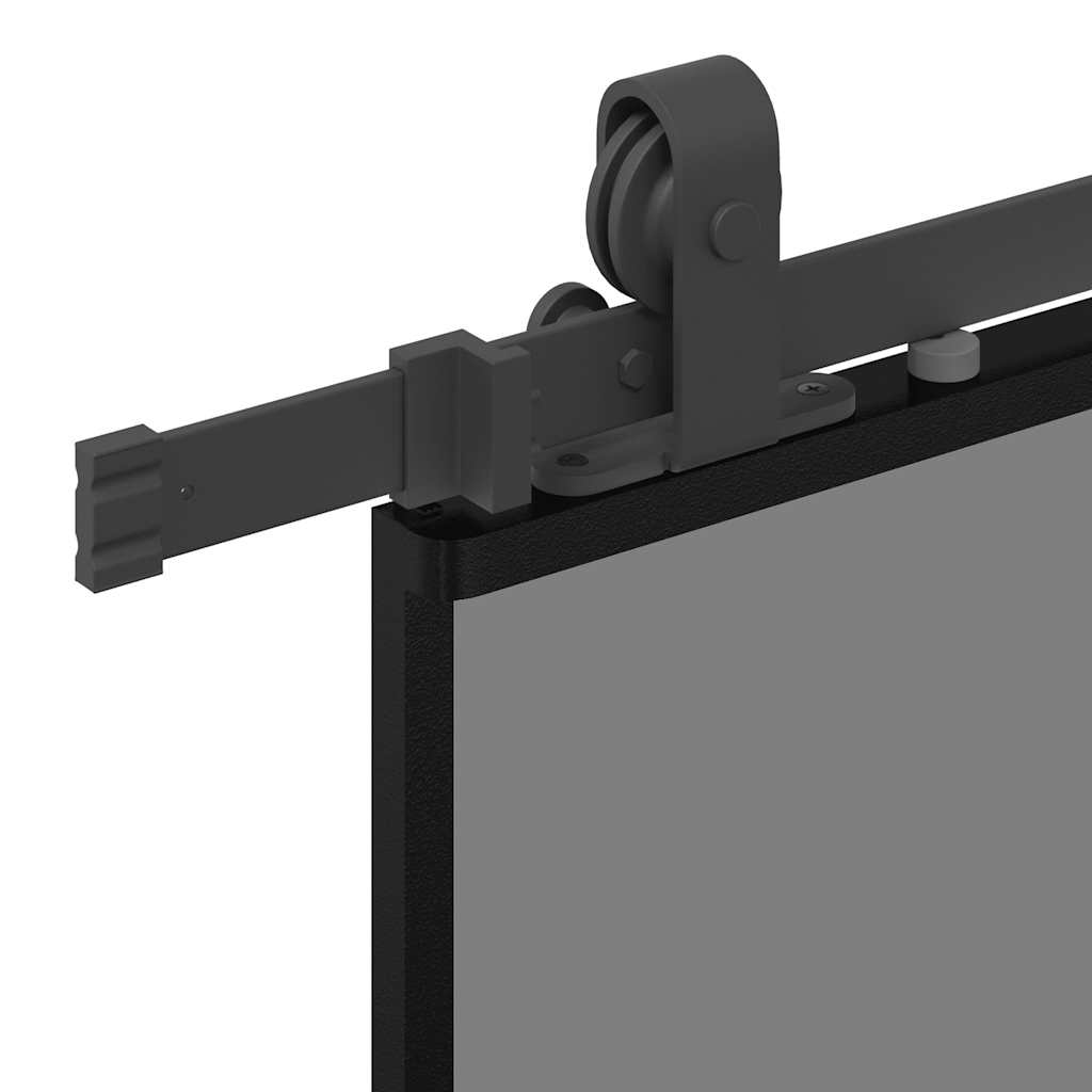 Sliding Door with Hardware Set Black 76x205 cm Tempered Glass