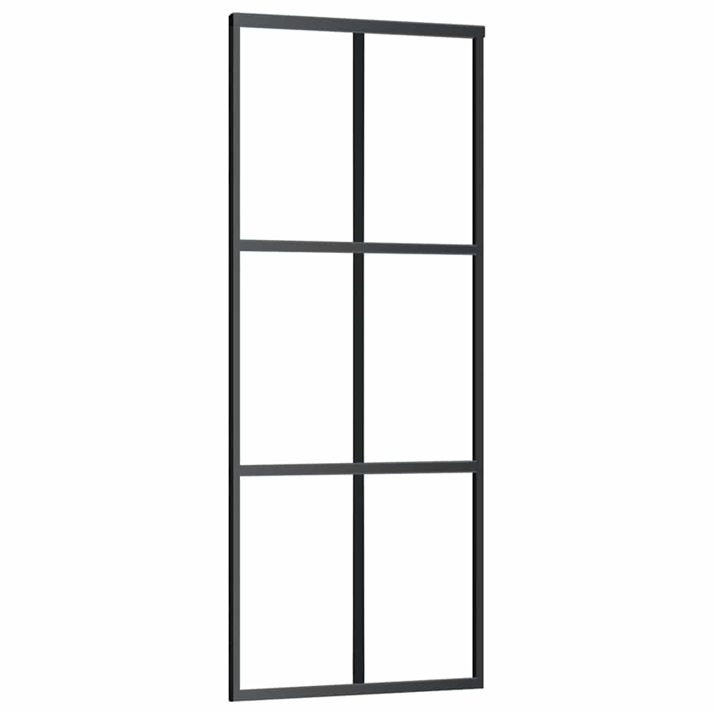 Sliding Door with Hardware Set Black 76x205 cm ESG Glass