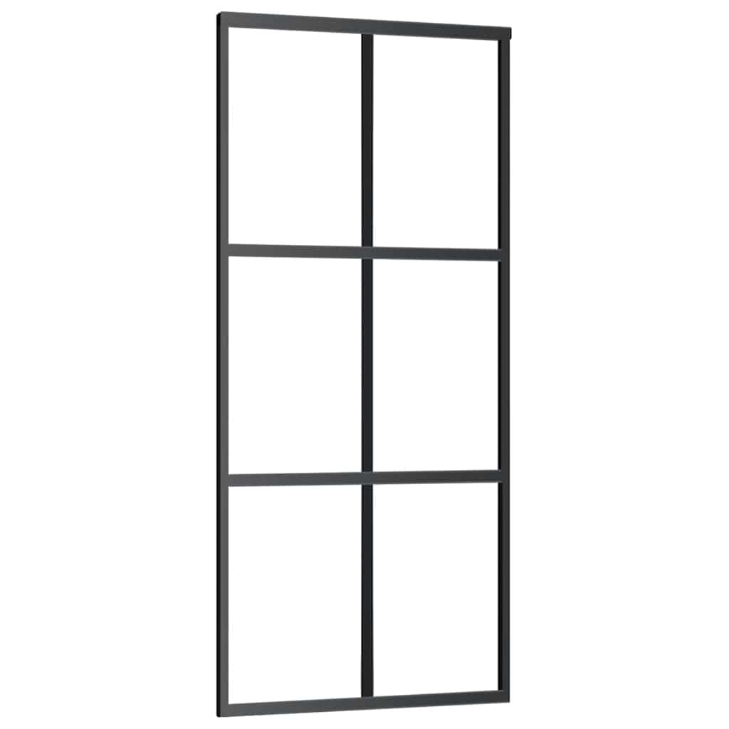 Sliding Door with Hardware Set Black 90x205 cm ESG Glass