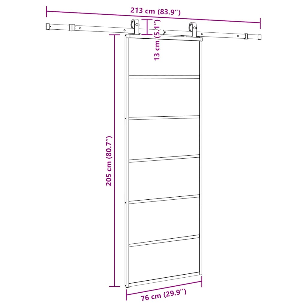 Sliding Door with Hardware Set Black 76x205 cm ESG Glass