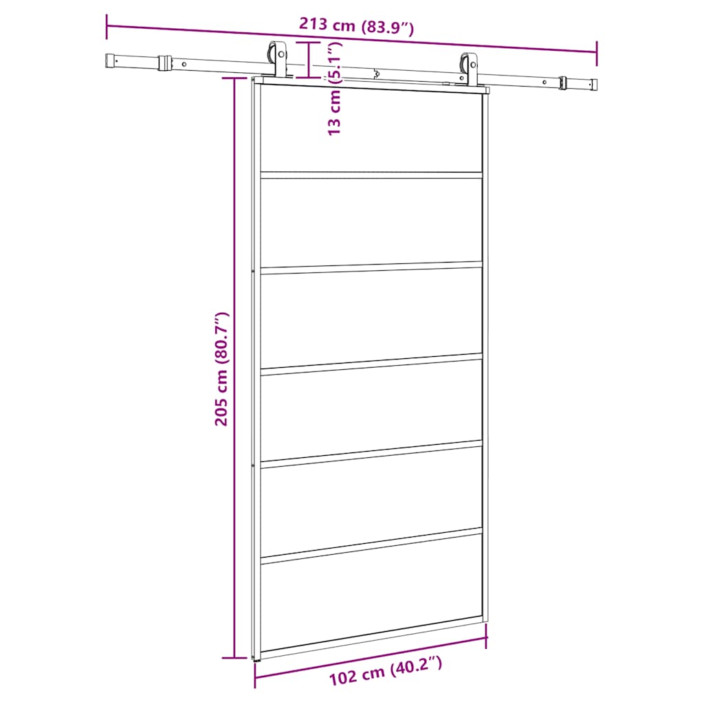 Sliding Door with Hardware Set Black 102x205 cm ESG Glass