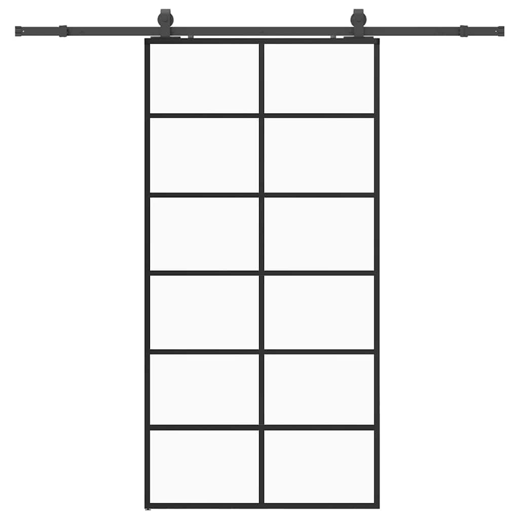 Sliding Door with Hardware Set Black 102x205 cm ESG Glass