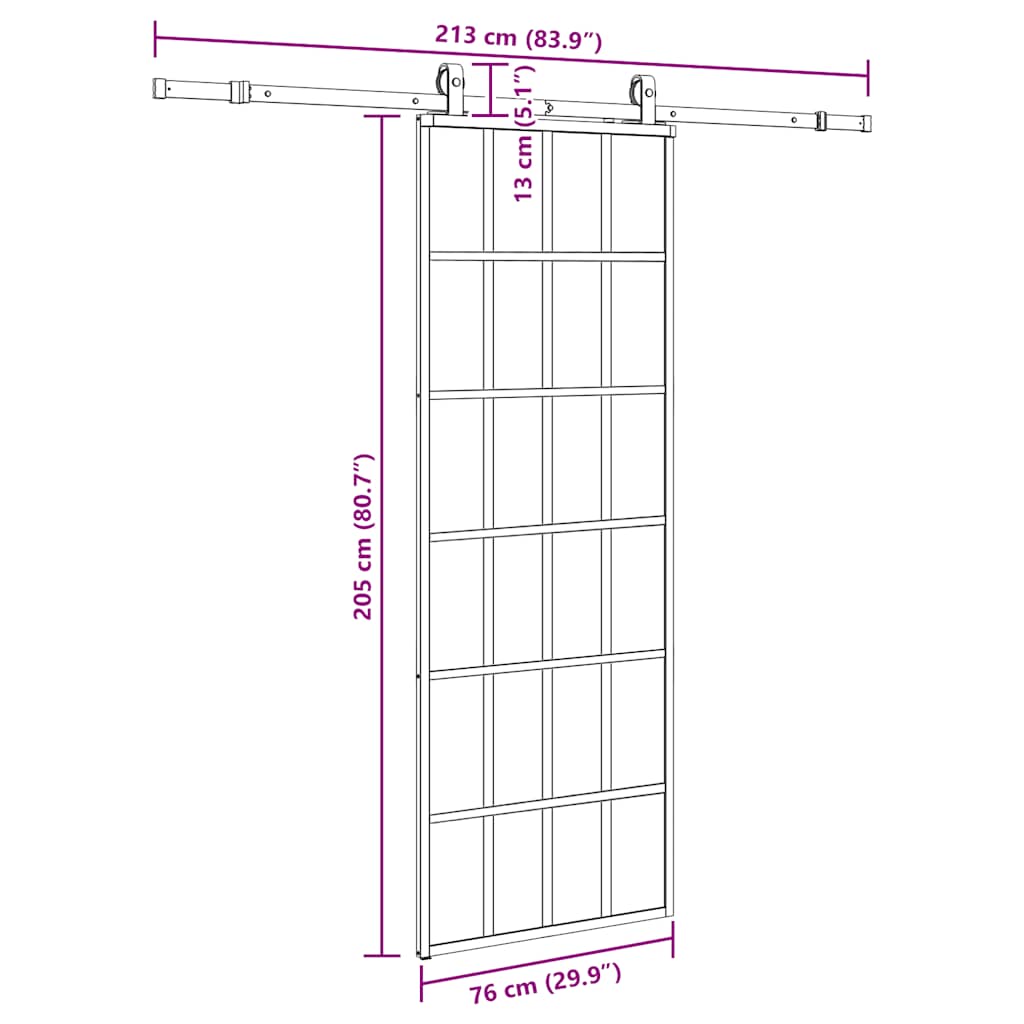 Sliding Door with Hardware Set Black 76x205 cm ESG Glass