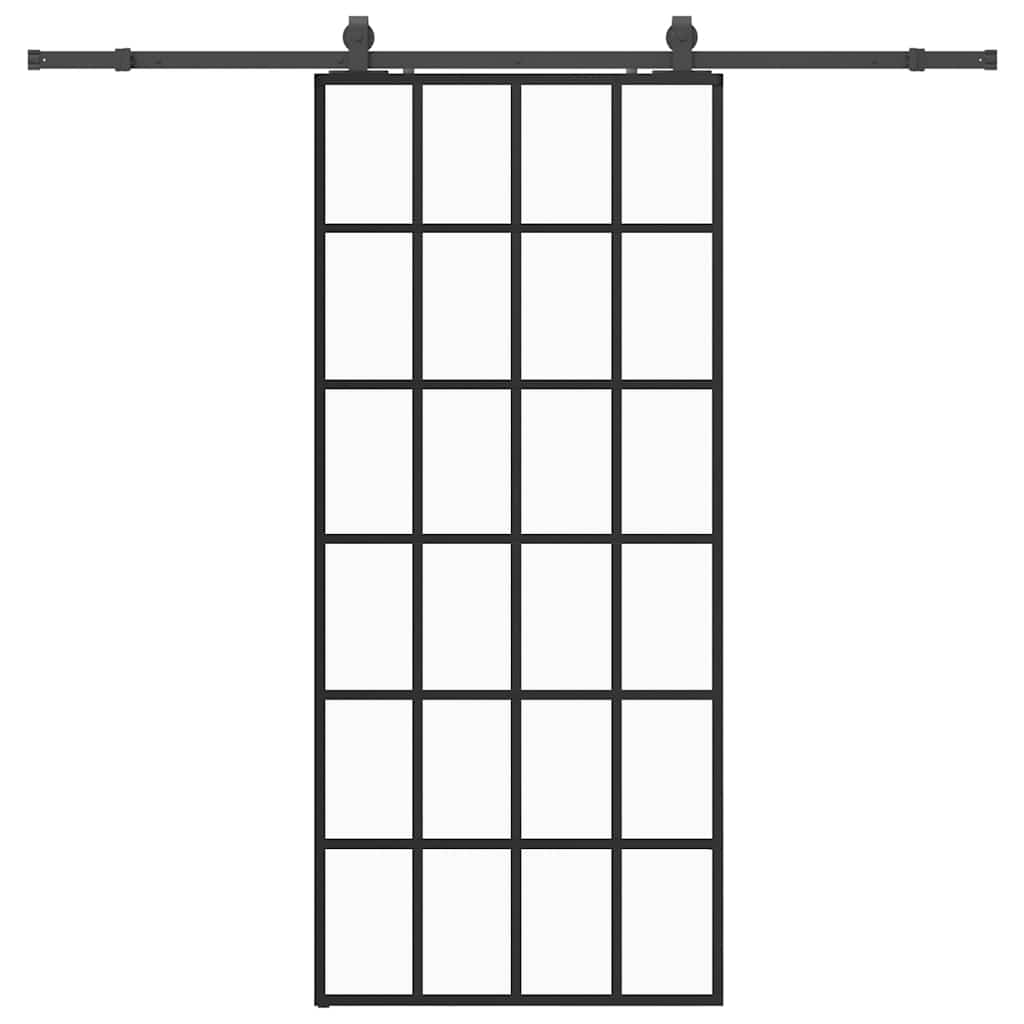 Sliding Door with Hardware Set Black 90x205 cm ESG Glass