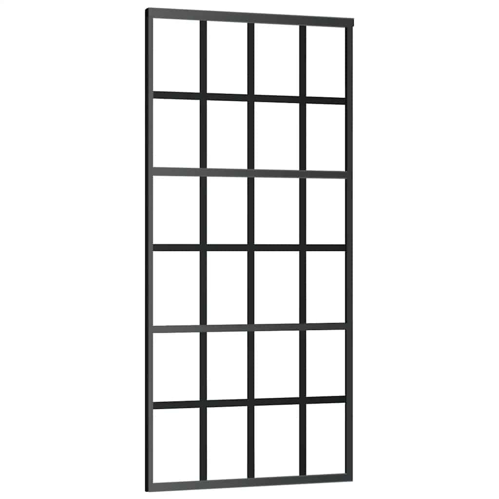 Sliding Door with Hardware Set Black 90x205 cm ESG Glass