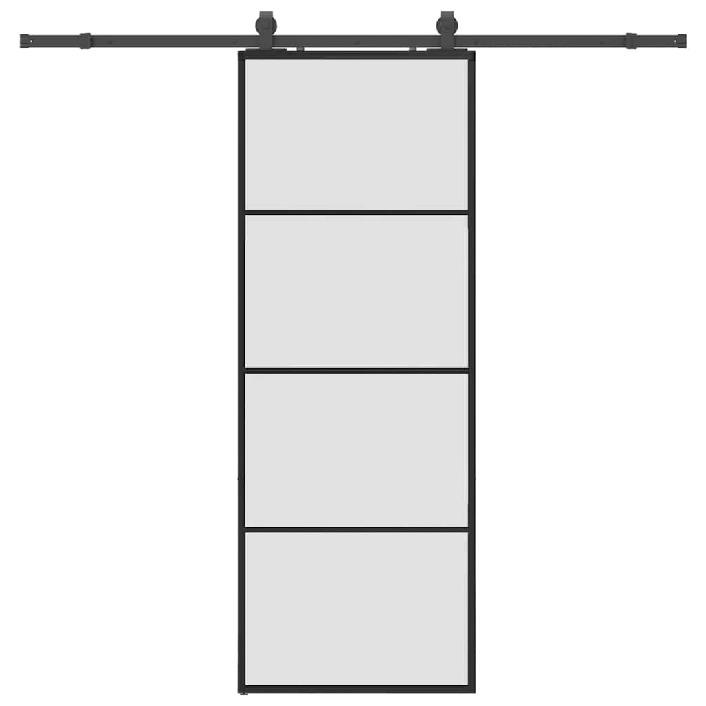 Sliding Door with Hardware Set Black 76x205 cm ESG Glass