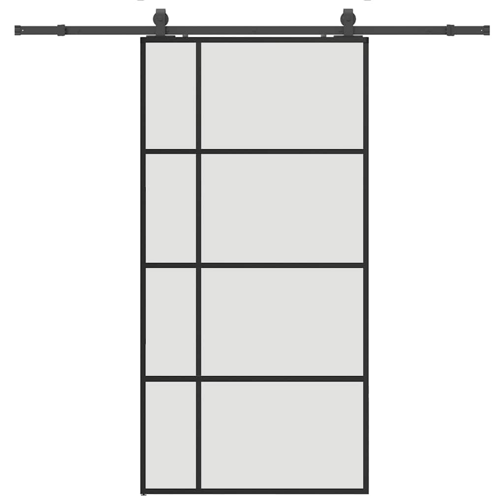 Sliding Door with Hardware Set Black 102.5x205 cm ESG Glass
