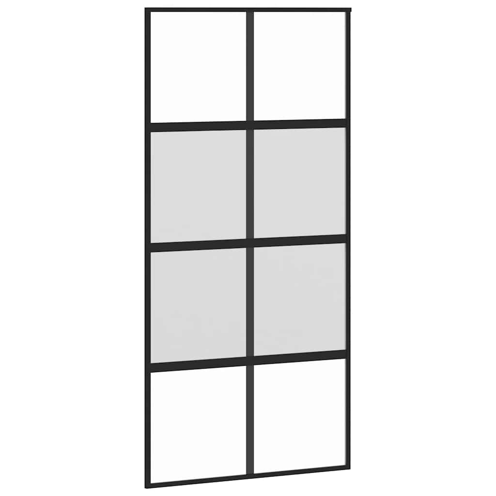Sliding Door with Hardware Set Black 102.5x205 cm Tempered Glass