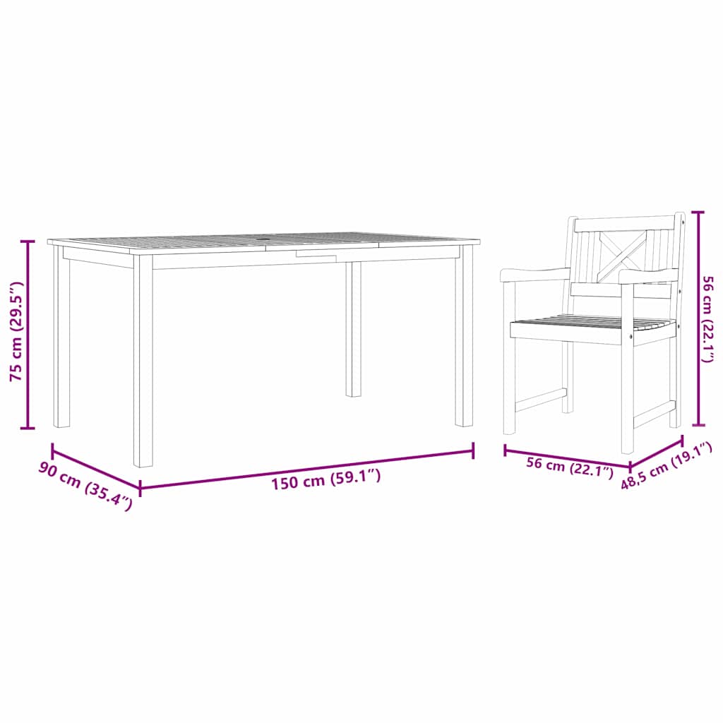 Garden Dining Set 7 pcs Brown Solid acacia wood
