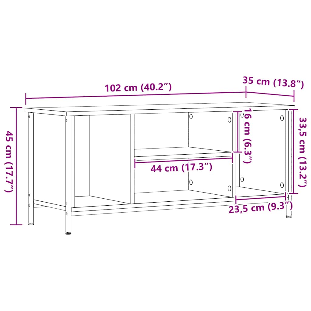 TV Cabinet Artisan Oak 102 x 35 x 45 cm Engineered Wood