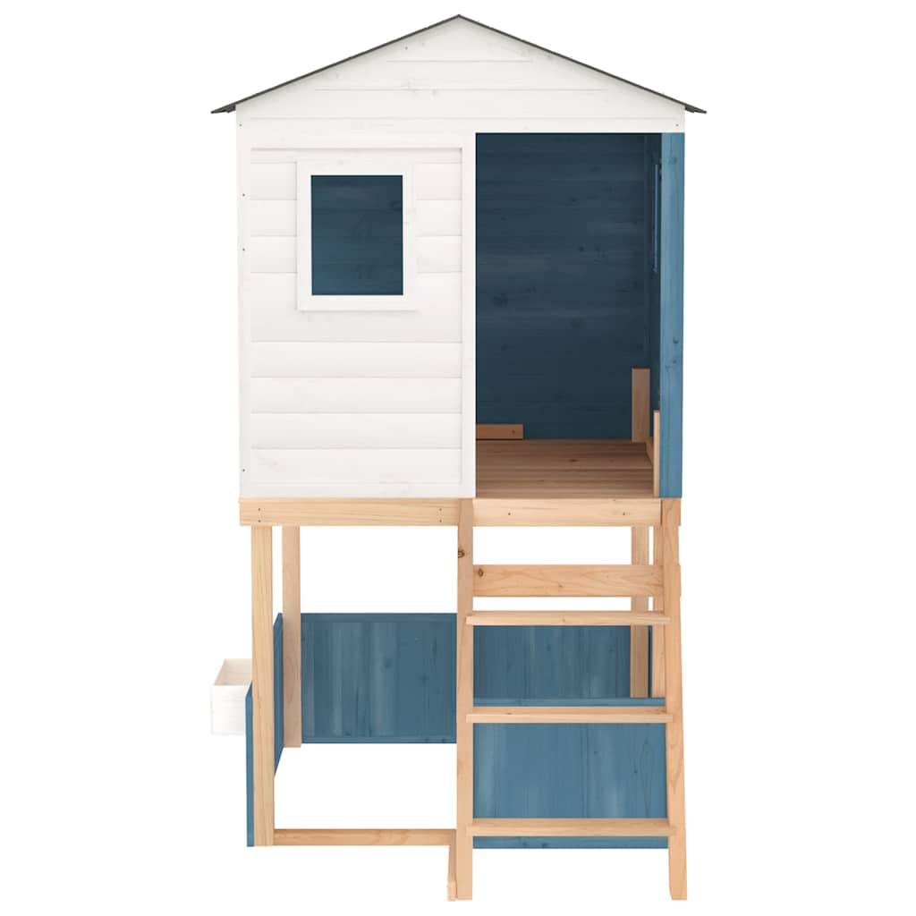 Outdoor Playset White and Blue Solid Wood Fir