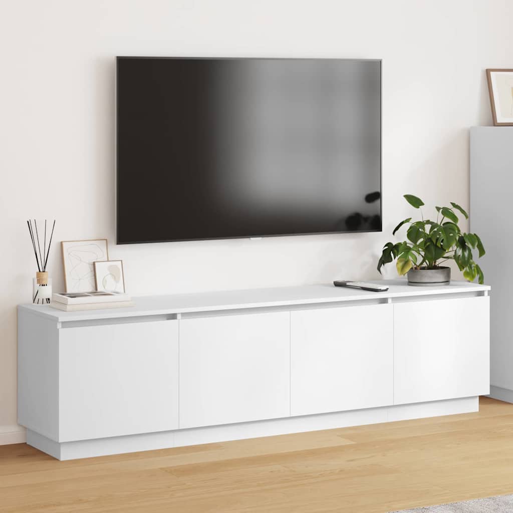 TV cabinet with LED White 180 x 38 x 49 cm Engineered Wood