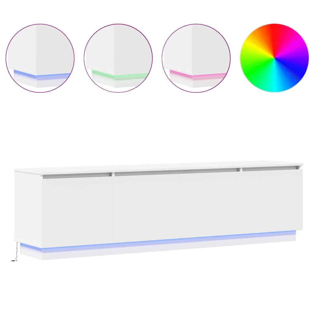 TV cabinet with LED White 180 x 38 x 49 cm Engineered Wood