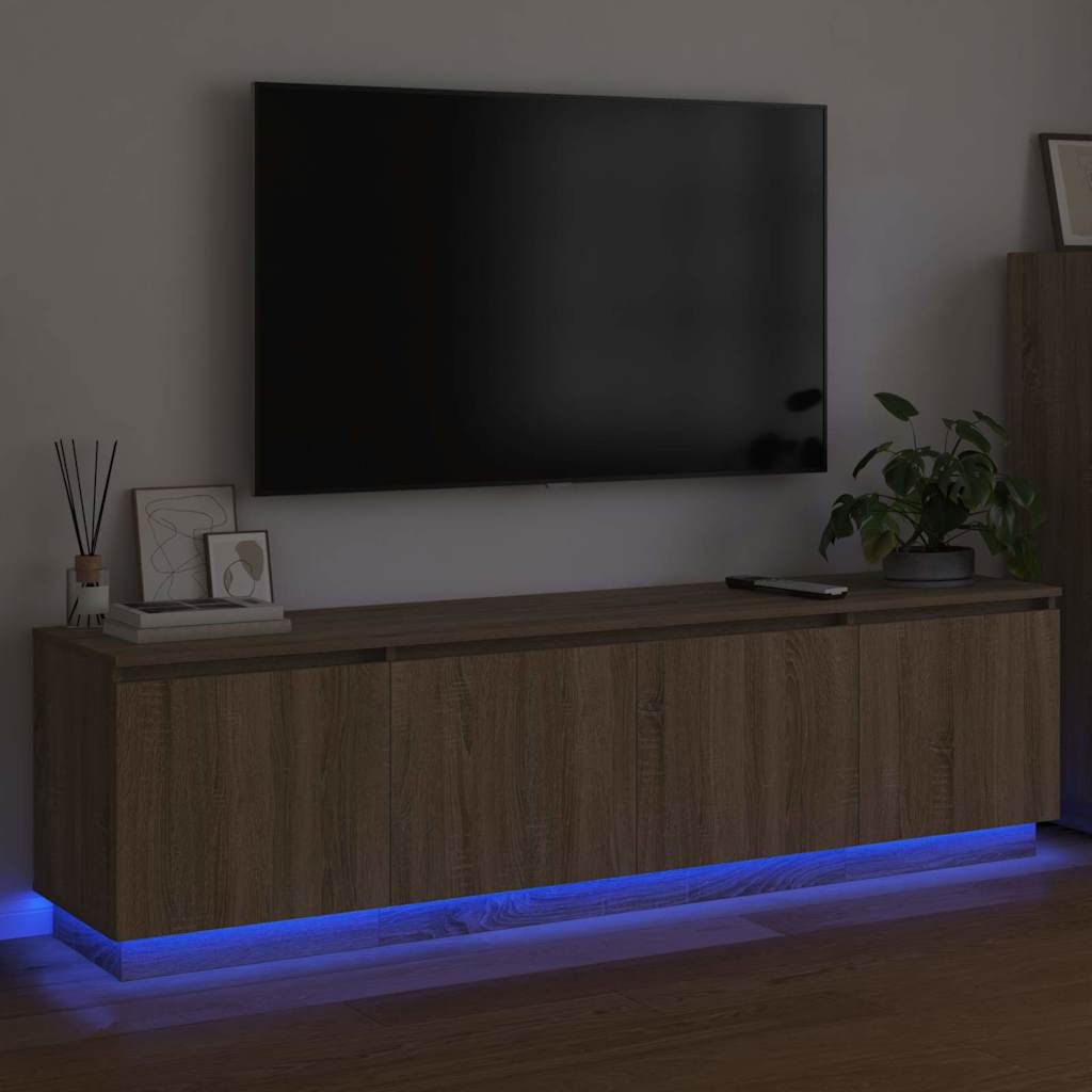 TV cabinet with LED Sonoma oak 180 x 38 x 49 cm Engineered Wood