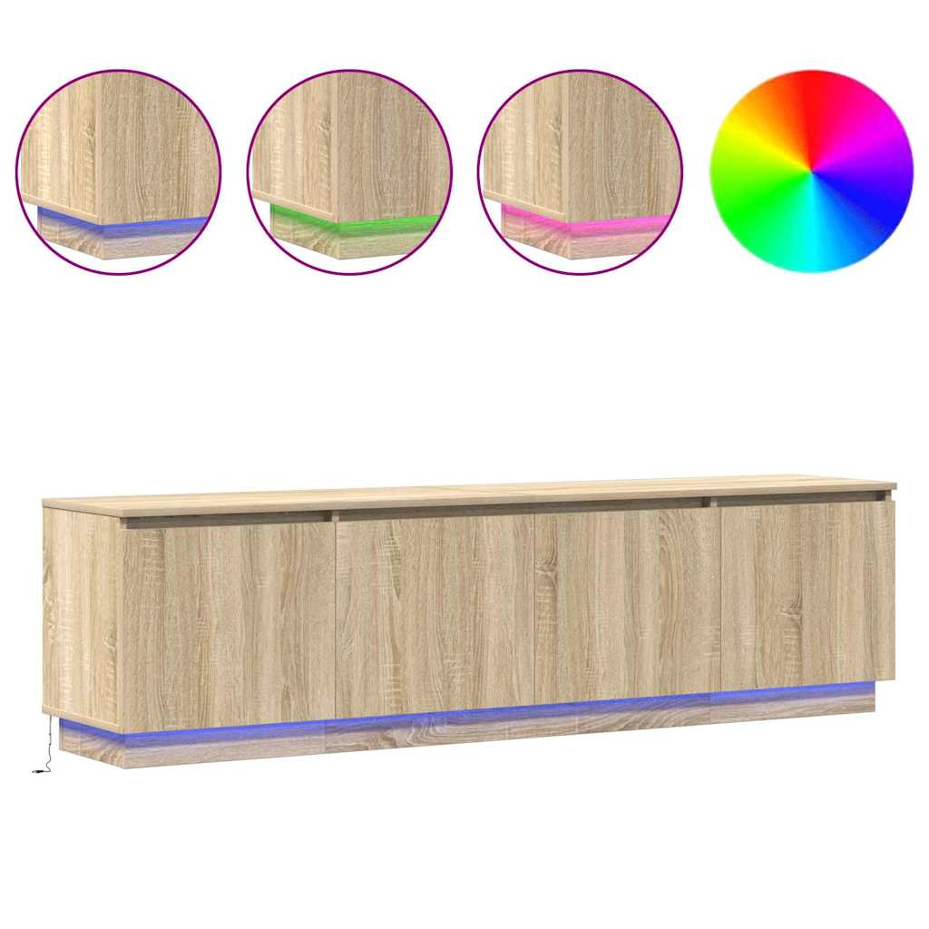 TV cabinet with LED Sonoma oak 180 x 38 x 49 cm Engineered Wood