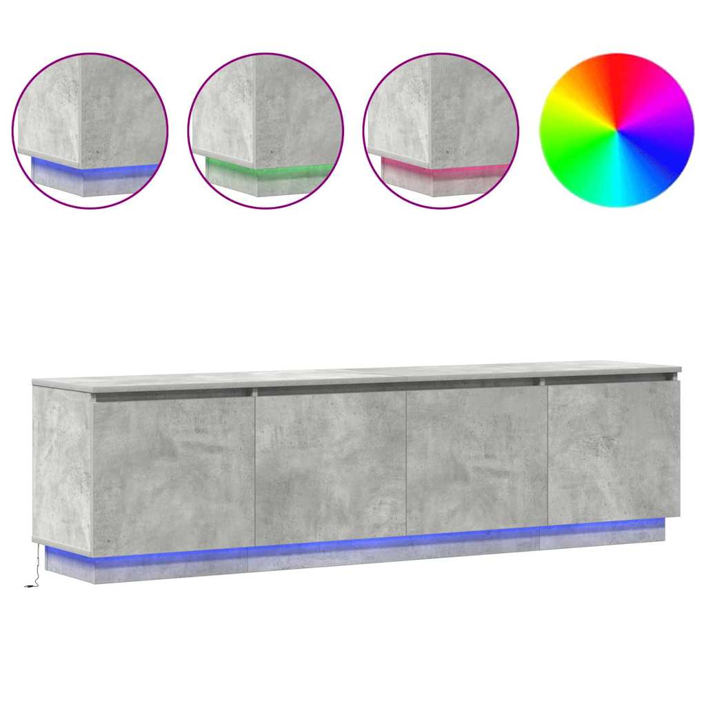 TV cabinet with LED Concrete grey 180 x 38 x 49 cm