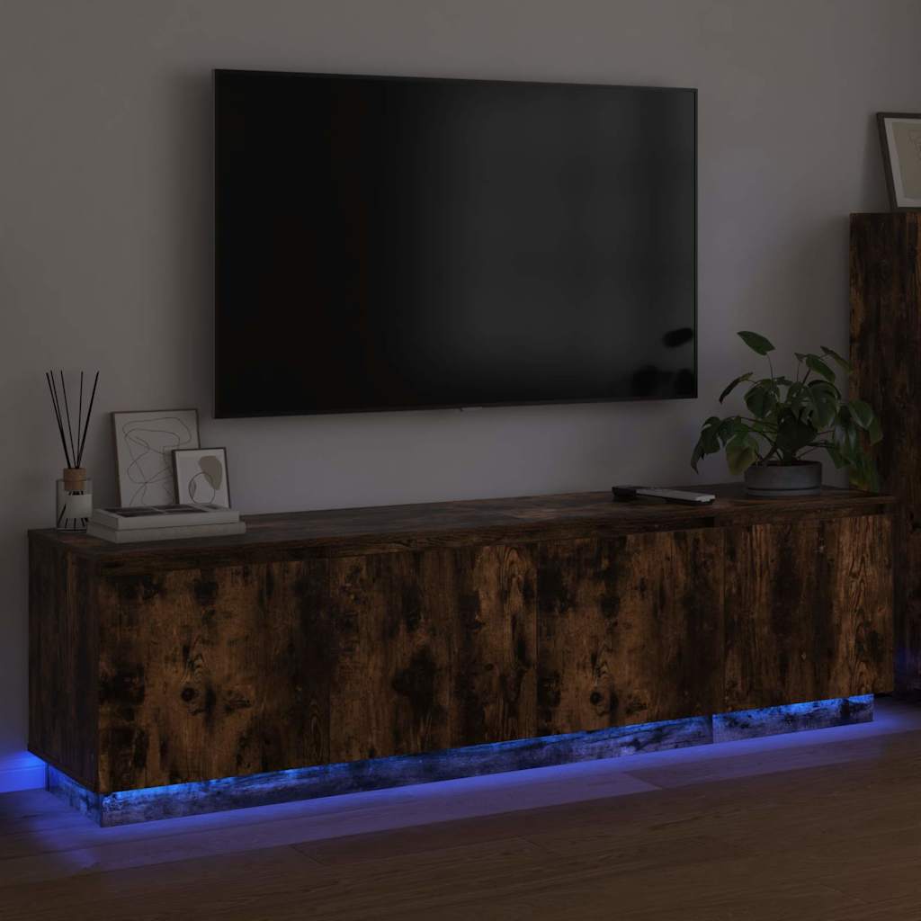 TV cabinet with LED Smoked oak 180 x 38 x 49 cm Engineered Wood
