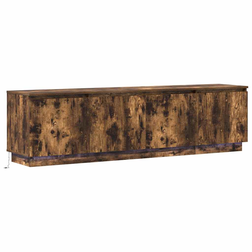 TV cabinet with LED Smoked oak 180 x 38 x 49 cm Engineered Wood