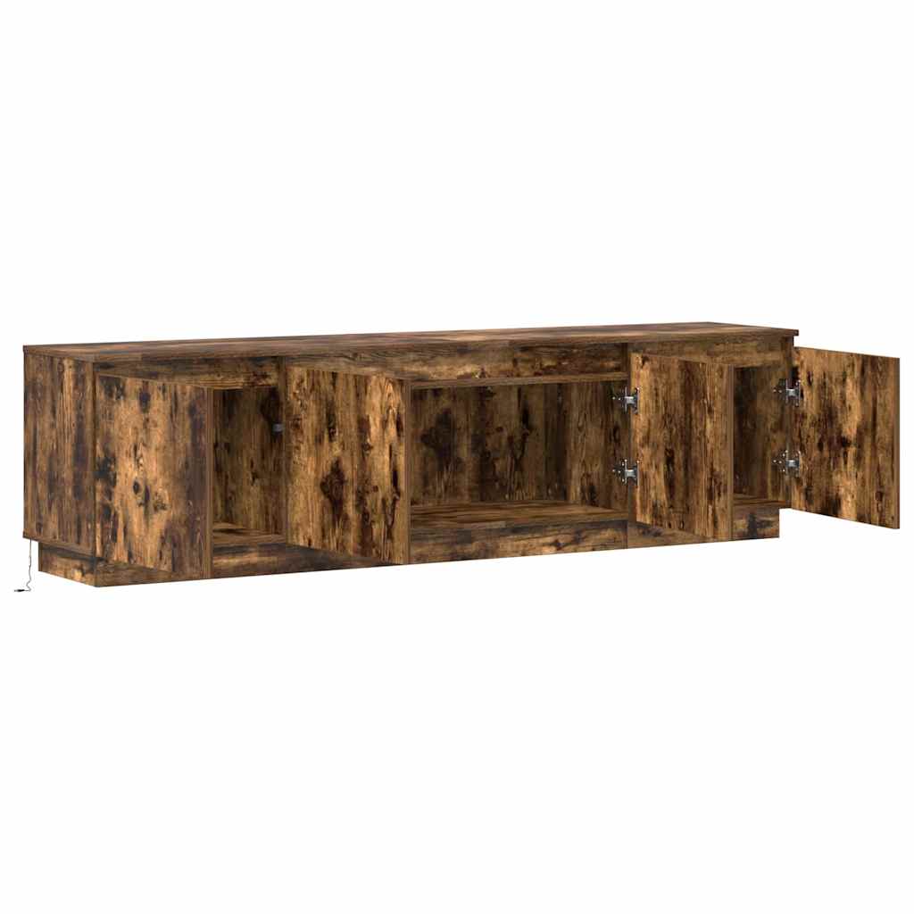 TV cabinet with LED Smoked oak 180 x 38 x 49 cm Engineered Wood