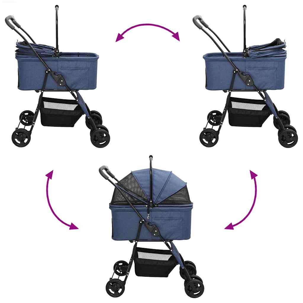 Folding Pet Stroller Blue 81 x 47 x 99 cm 600D Oxford fabric