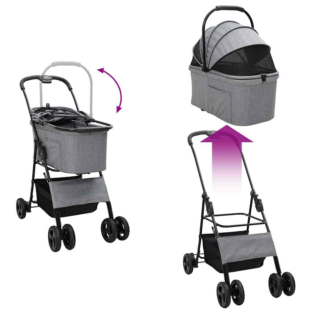 Folding Pet Stroller Grey 81 x 47 x 99 cm 600D Oxford fabric