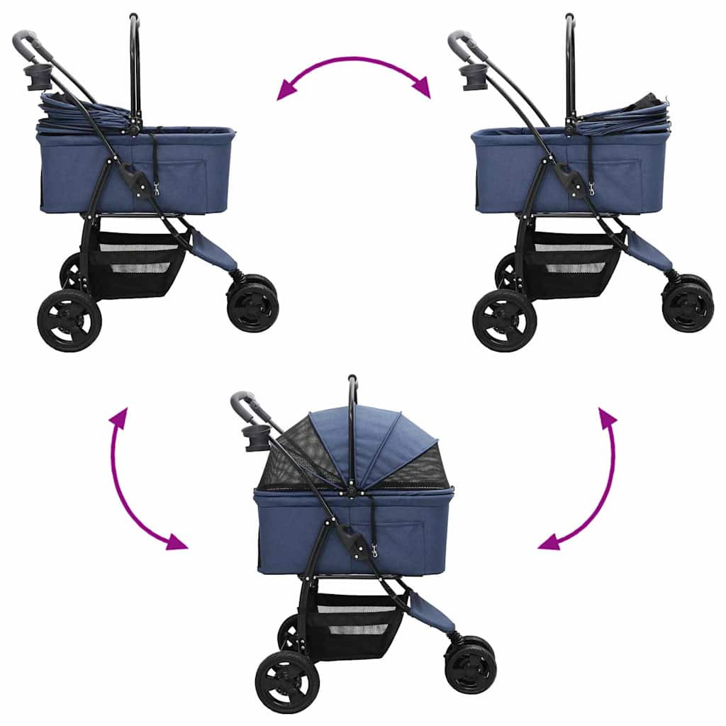 Folding Pet Stroller Blue 78 x 54 x 101 cm 600D Oxford fabric