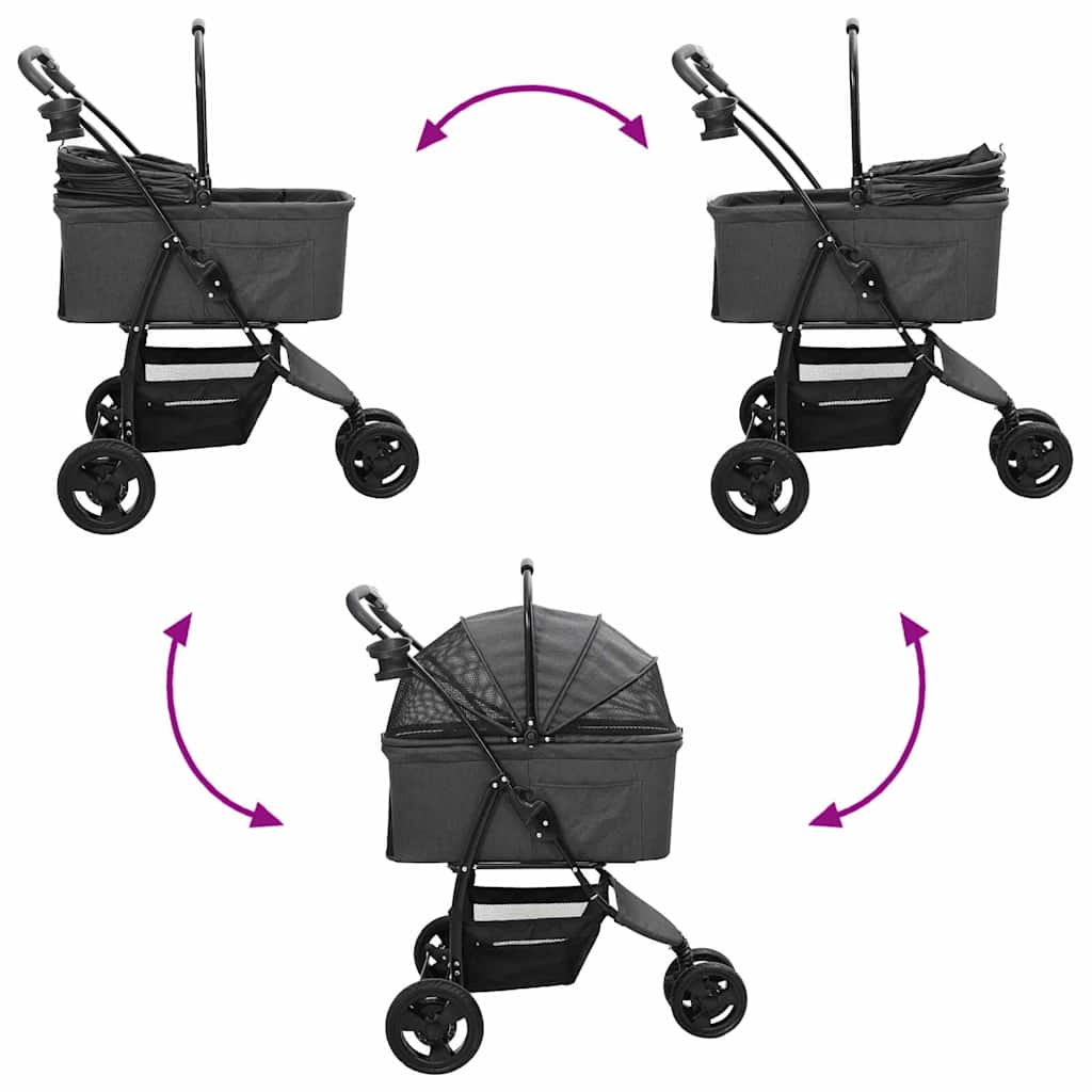 Folding Pet Stroller Black 78 x 54 x 101 cm 600D Oxford fabric
