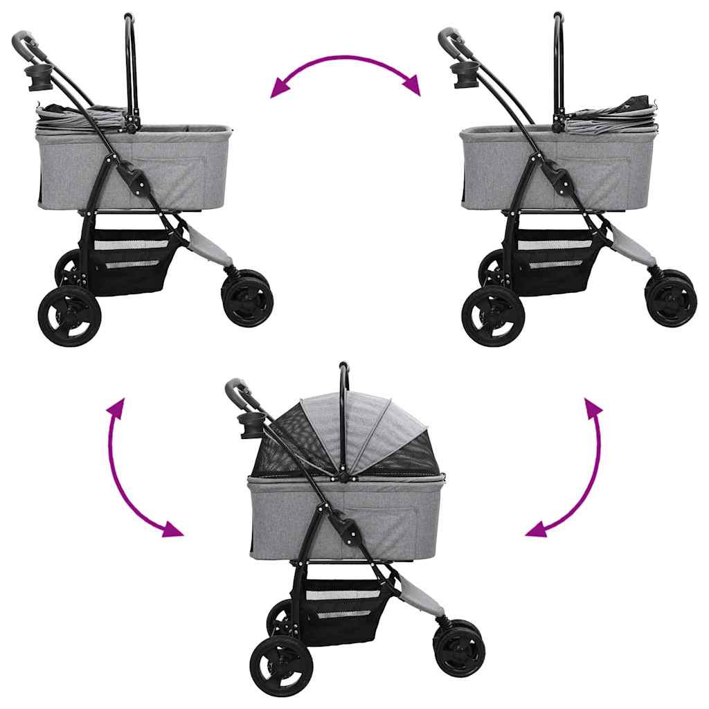 Folding Pet Stroller Grey 78 x 54 x 101 cm 600D Oxford fabric