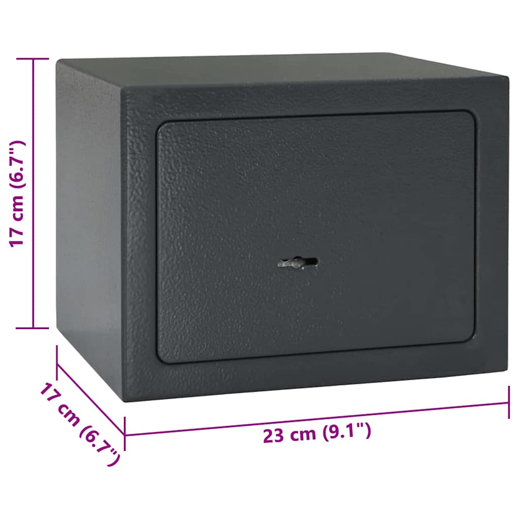 Safe Box with Lock Grey 17 x 23 x 17 cm Steel
