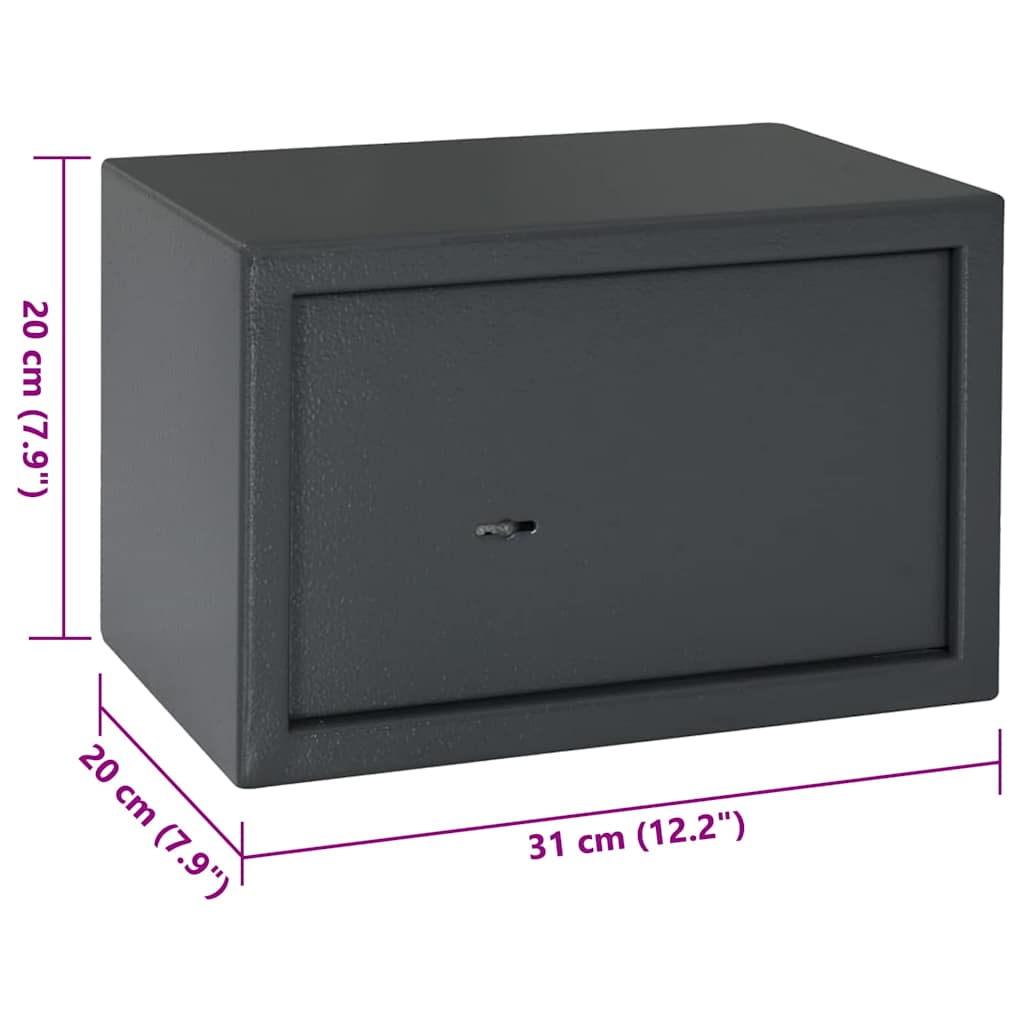 Safe Box with Lock Grey 20 x 31 x 20 cm Steel
