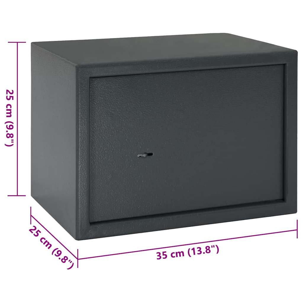 Safe Box with Lock Grey 25 x 35 x 25 cm Steel