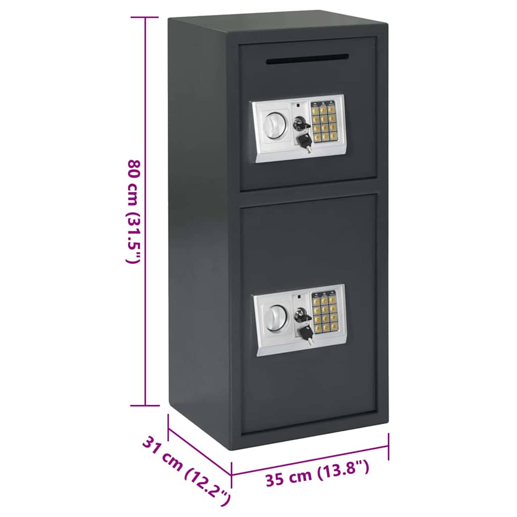 Digital Safe with Lock Dark grey 35 x 31 x 80 cm Steel
