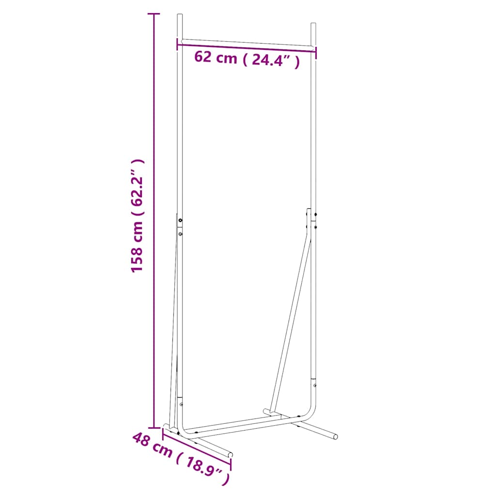 Clothes Rack Black 62 x 48 x 158 cm Steel