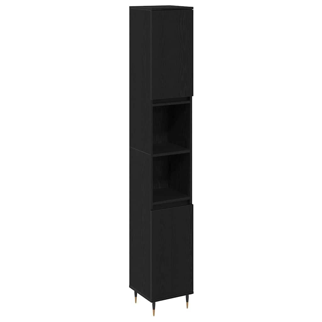 Bathroom Furniture Set 3 pcs Black Oak 30 x 30 x 180 cm