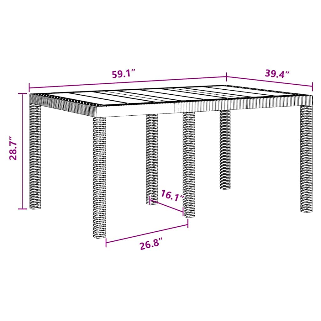 Garden Dining Set 7 pcs Brown Polt rattan