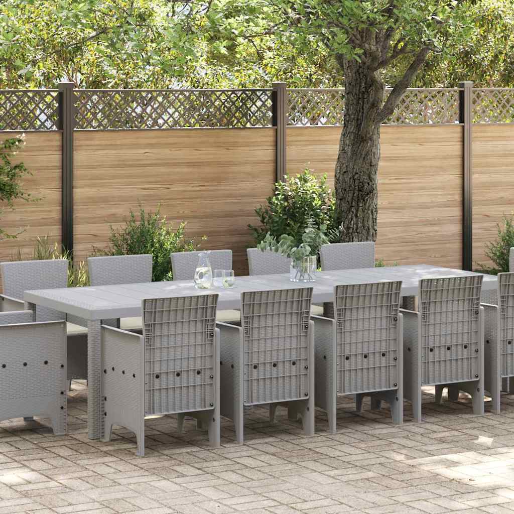 Garden Dining Set with Cushion 13 pcs Light grey